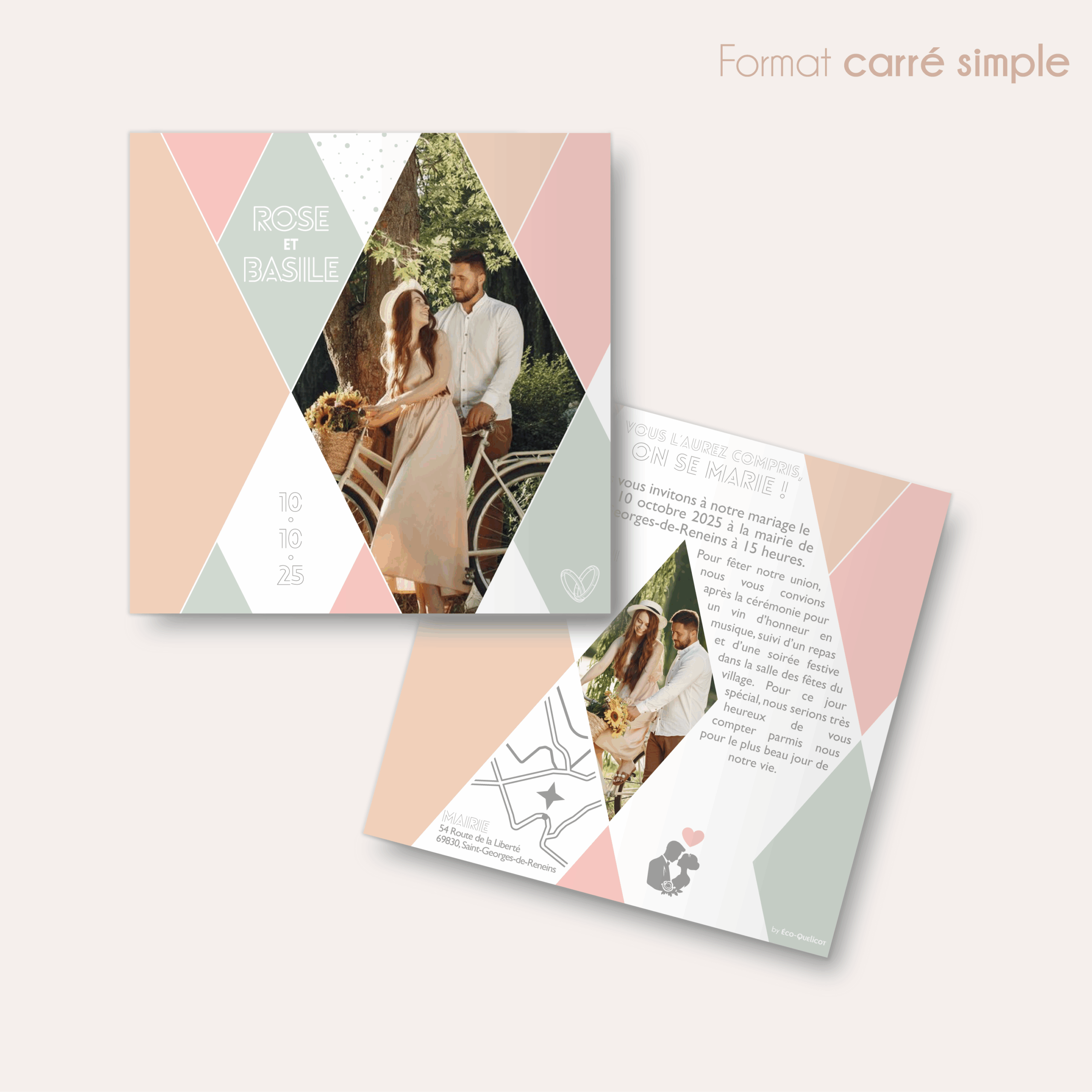 Divin losange - faire-part carré simple_Plan de travail 1