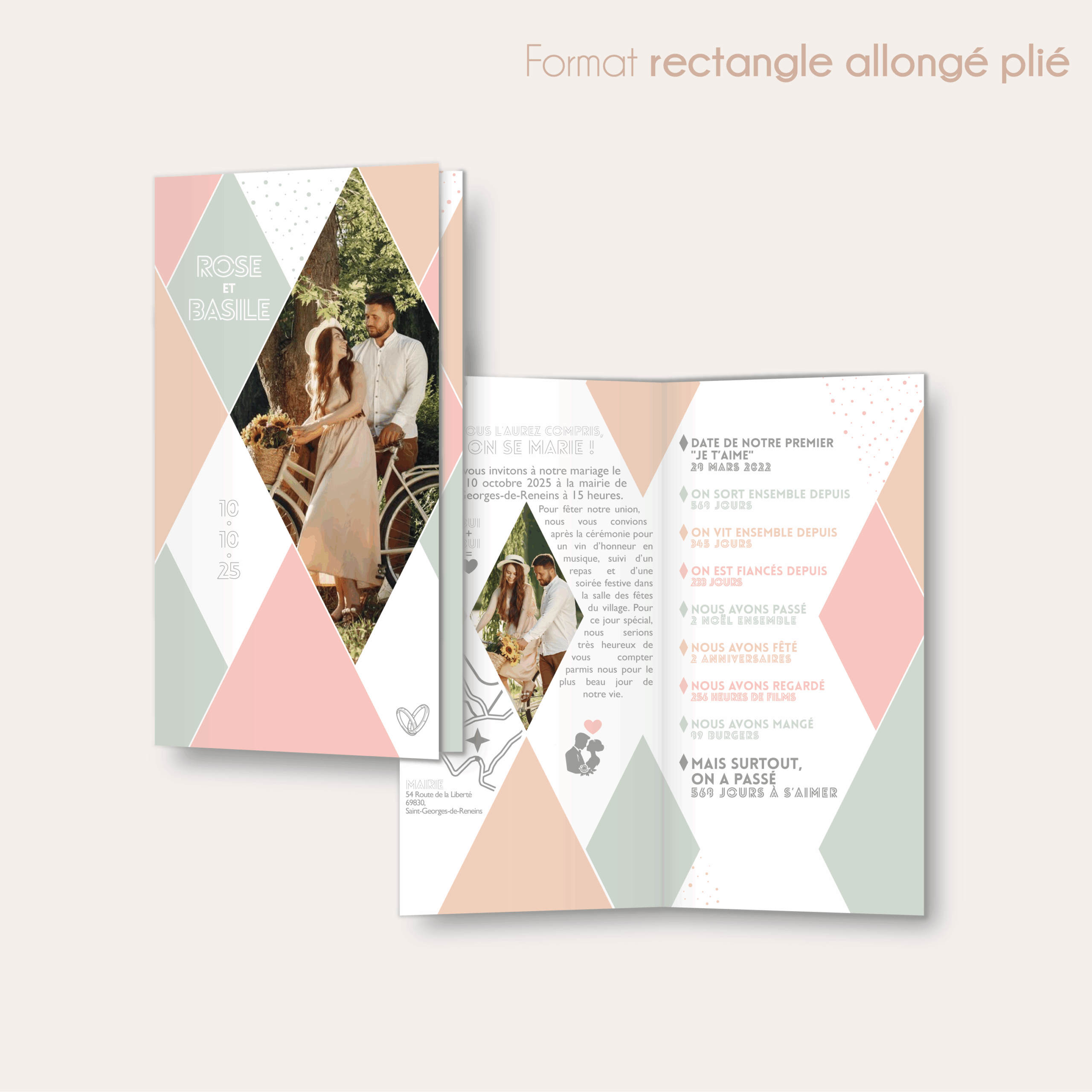 Divin losange - faire-part rectangle allongé plié_Plan de travail 1