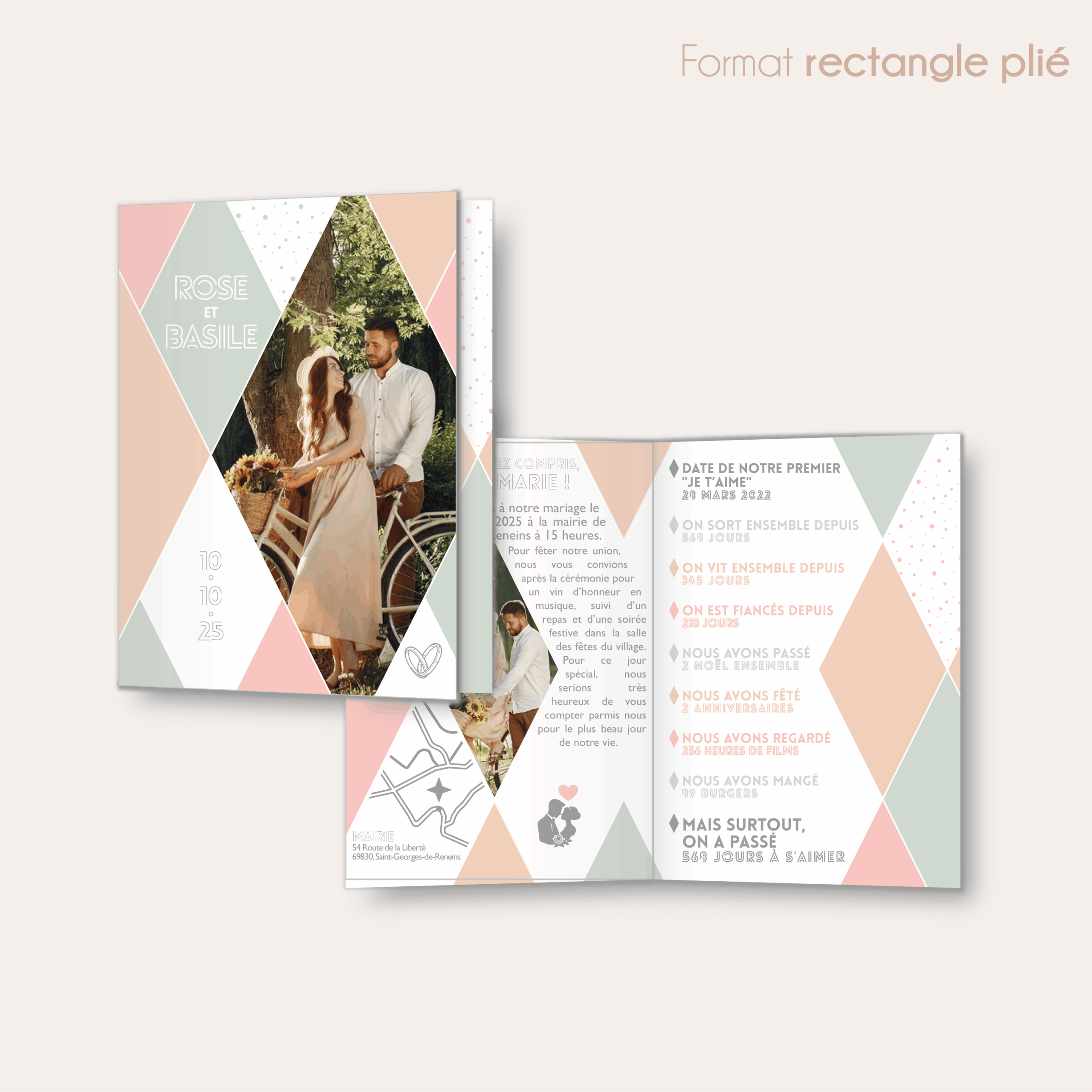 Divin losange - faire-part rectangle plié_Plan de travail 1