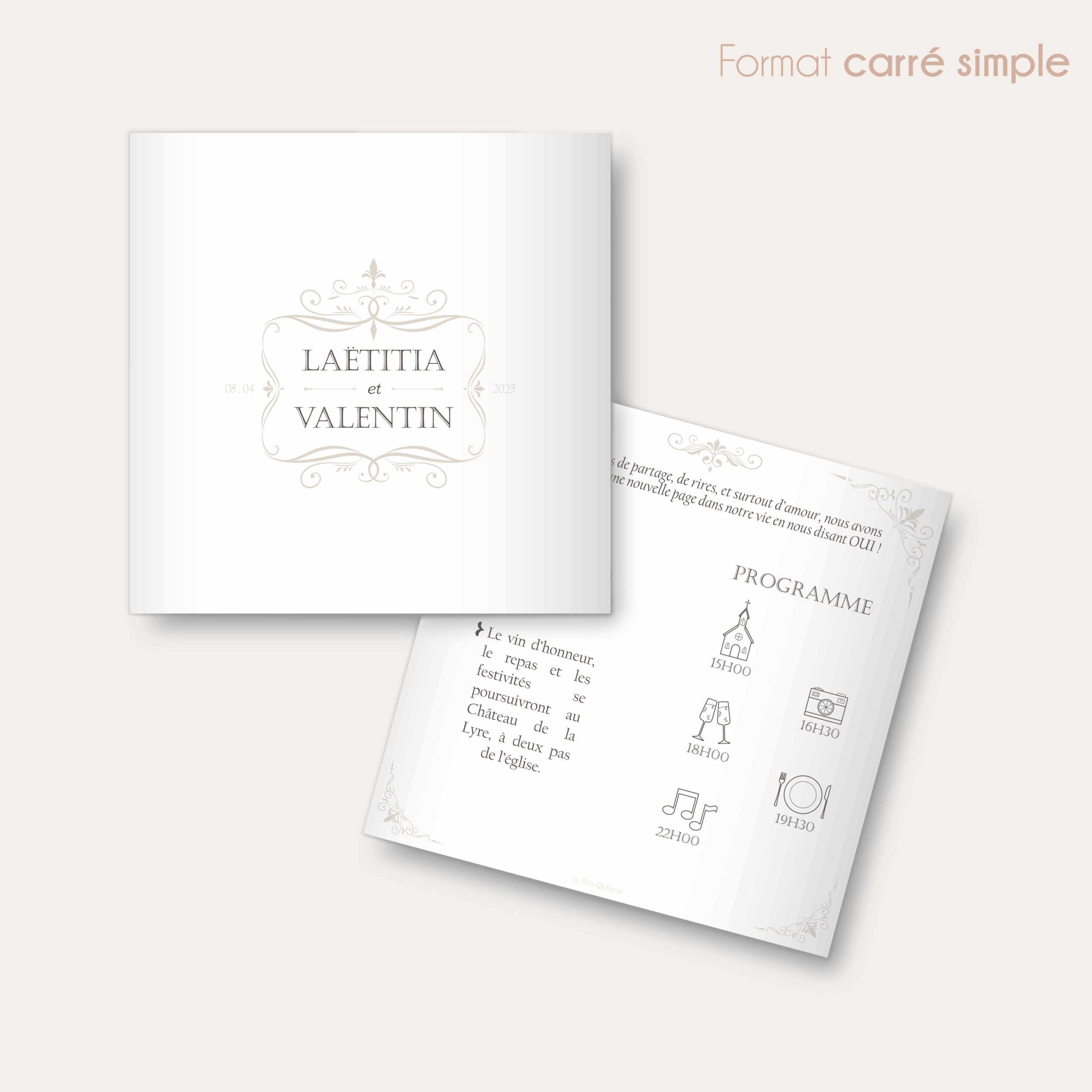 Distingué - faire-part carré simple_Plan de travail 1