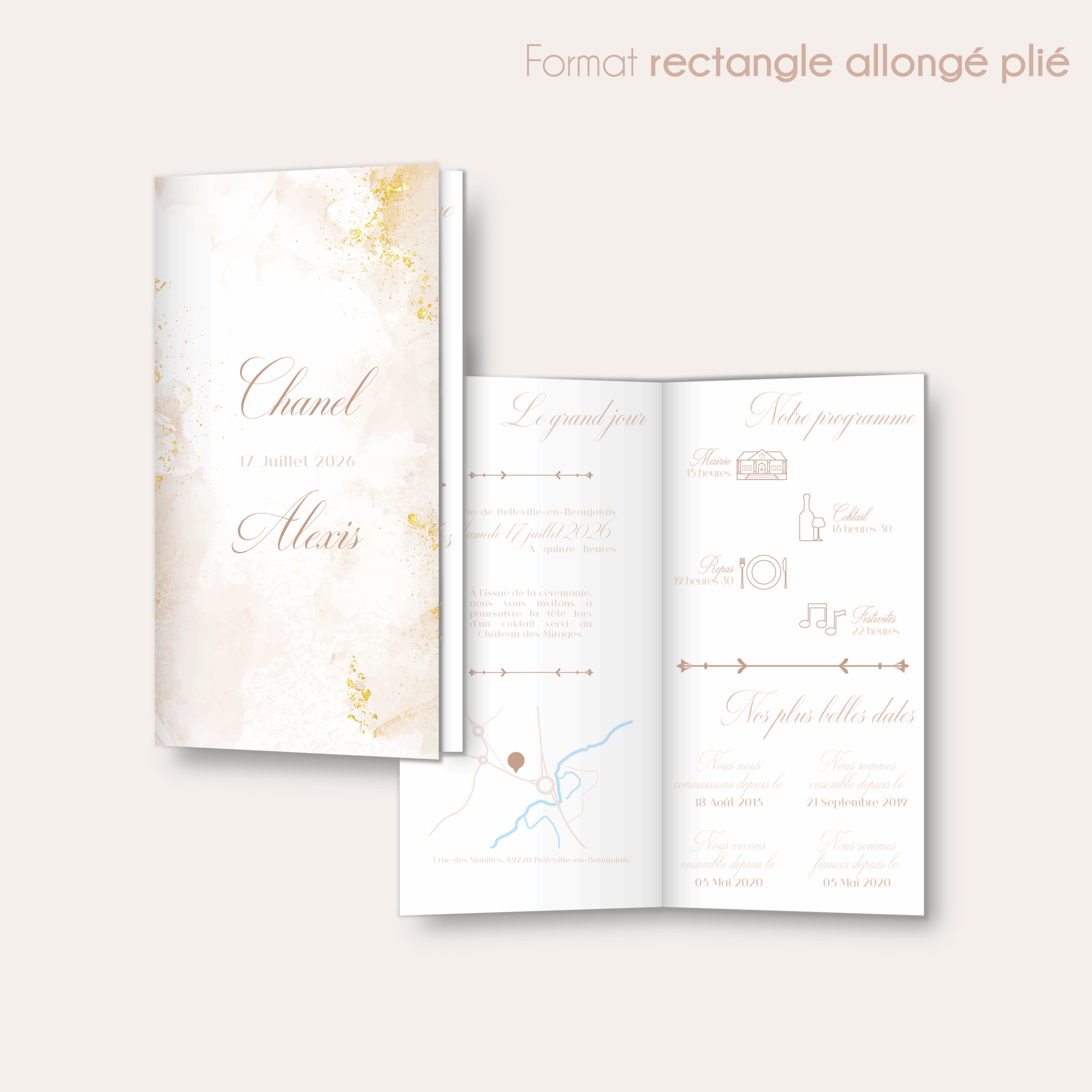 Luxueux - faire-part rectangle allongé plié_Plan de travail 1